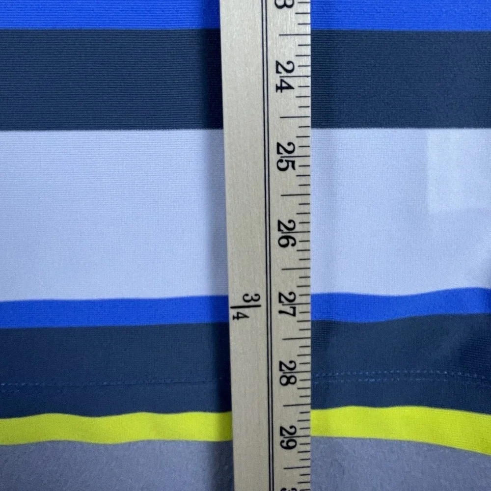 Nike‎ Polo Shirt Mens L Blue Tour Performance Dri-FIT Striped Chest Pocket Golf
